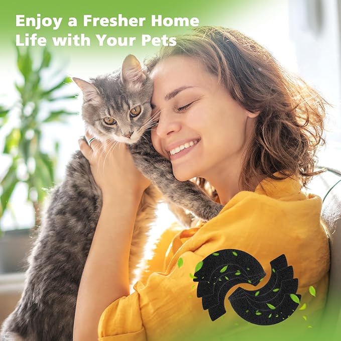 8 Pack Thickened 0.45” Carbon Filters Compatible with Litter Robot 4, Cat Litter Box Filters Replacement to Control Damp from Pets and Absorb Odors for a Fresh Home Life