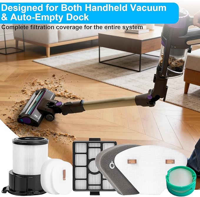 Filter for Shark IP3251 IP3253 IP3225 PowerDetect Clean & Empty Vacuum, 2 Post-Motor 2 Pre-Motor Filters for Handheld Vacuum, 2 HEPA 2 Foam & Felt 2 Odor Neutralizer Cartridge for Auto-Empty Dock