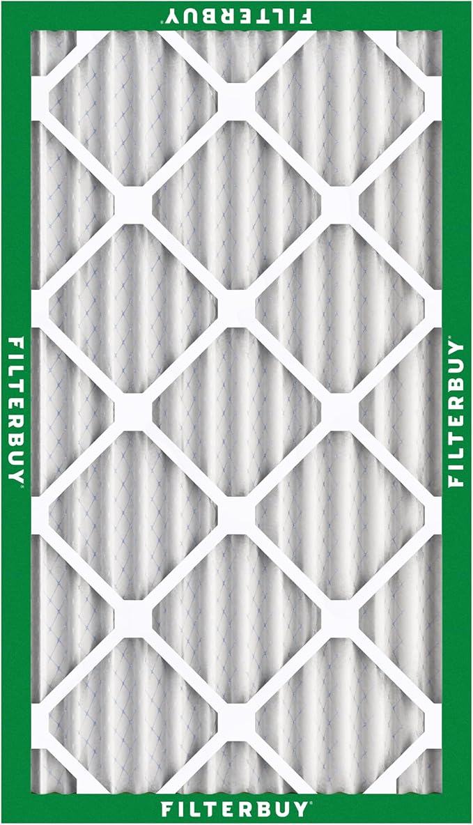 Filterbuy 16x30x2 Air Filter MERV 8 Essential Dust & Allergy Defense (2-Pack), Electrostatic Pleated HVAC AC Furnace Filters Replacement, Made in USA (Actual Size: 15.69 x 29.69 x 1.75)