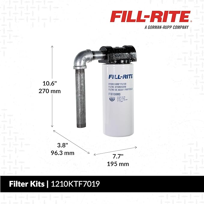 Fill-Rite 1210KTF7019 3/4" 18 GPM (68 LPM) 10 Micron Hydrosorb Fuel Filter with Filter Head Kit