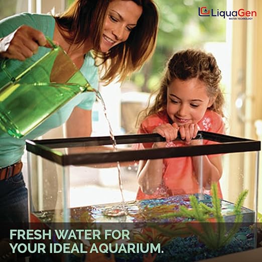 LiquaGen 4 Stage Reverse Osmosis and Deionization (RO/DI) Portable Space Saver Water Purification System | Water Filtration System for Aquarium Filter Processes + Manual Flush Valve (100 GPD)