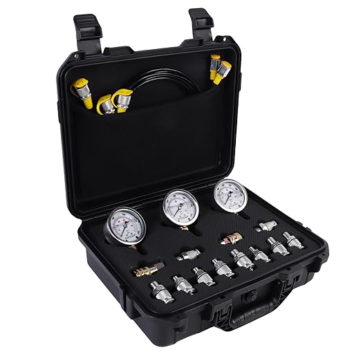 SINOCMP Hydraulic Pressure Test Kit with 3 Gauges(25/40/60Mpa), 12 Test Couplings, 3 Test Hoses(64in) Diagnosis Tester Gauge Kit Set for Excavator Construction Machinery
