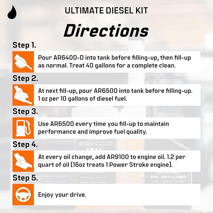 Archoil Ultimate Diesel Kit - AR9100 Friction Modifier (16oz) + AR6500 Diesel Treatment (40oz) + AR6400-D Diesel Fuel System Cleaner (12oz)
