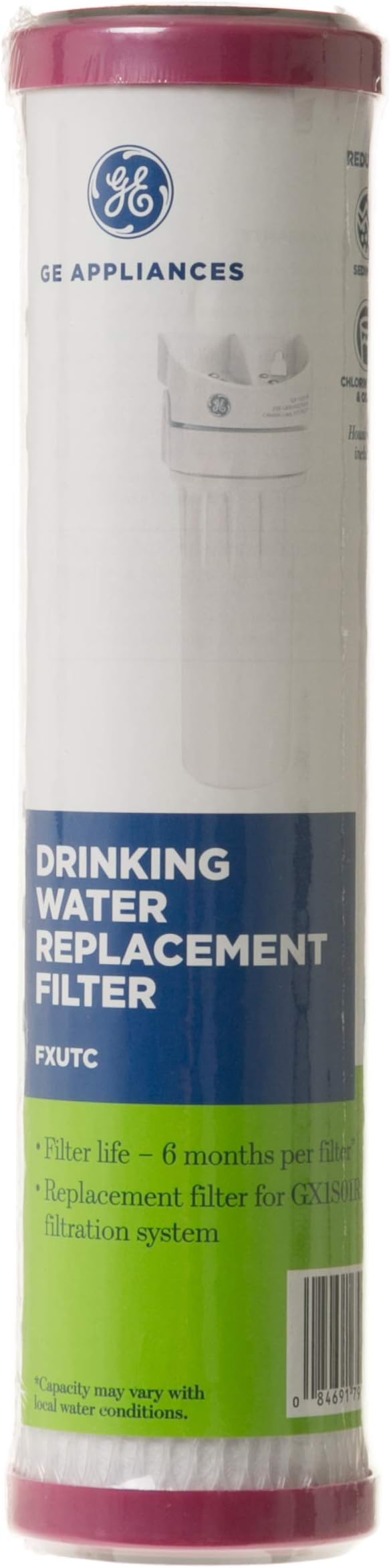 GE Basic Single Stage Drinking Water System Replacement Filter, Fits GX1S01R Under Sink Filtration System, Replace Every 6 Months, FXUTC