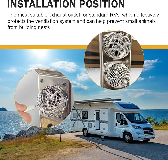 Shakas 2 PCS RV Furnace Vent Screen, Stainless Steel Stove Flying Insect Protection Barrier Mesh Cover, Multi-purpose Conversion Accessory for Do-therm Suburban RV Camper (Silver)