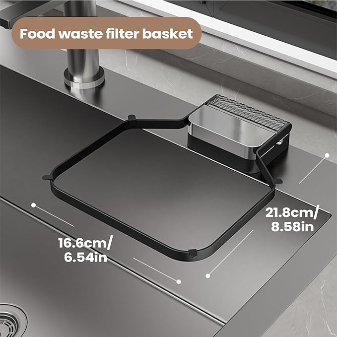 Corner Sink Strainer – PC ABS Iron Art 16.6x21.8x2cm | Foldable Basket Strainer | Sink Food Catcher | Suction Cup Drain Filter For Food Waste Disposal Scrap Collection