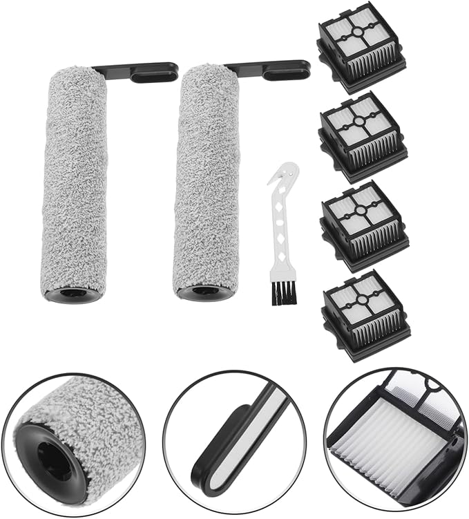 1set Replacement and Filter for Floor Scrubbers Includes Slim Rollers Filters and Brush for Removal and Odor Elimination