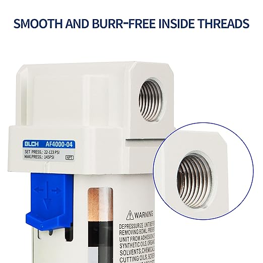 BLCH 1/2" NPT Air Line Dryer - Air Dryer for Compressor,Compressed Air Dryer Air Drying System AF4000-04 Manual Drain Poly Bowl 0-160 PSI 5μm