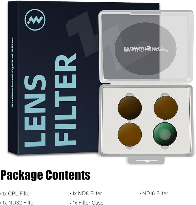Walking Way Camera Lens Filters ND PL Set Compatible with DJI Osmo Action 4/5 Pro Accessories Kit, 4 Pack CPL ND8 ND16 ND32 Camera Lens Polarizing Neutral Density Filters Multicoated HD Optical Glass