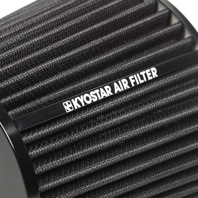 KYOSTAR Universal 3/3.5/4" (75/89/100mm) High-Flow Air Filter, Reusable Cone Cold Air Intake, High Performance, Clamp-On Car High Flow Air Kit, Flange Diameter: 3/3.5/4 Inch, Height: 6.2 Inch, Black