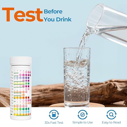 TESPERT Drinking Water Test Strips 125ct 16 in 1 – 30s Quick Screening for Hardness, pH, Iron, Nitrite, Copper, Chlorine, Nitrite, Carbonate,Lead, Alkalinity...Well, Tap, Home, City Water Testing