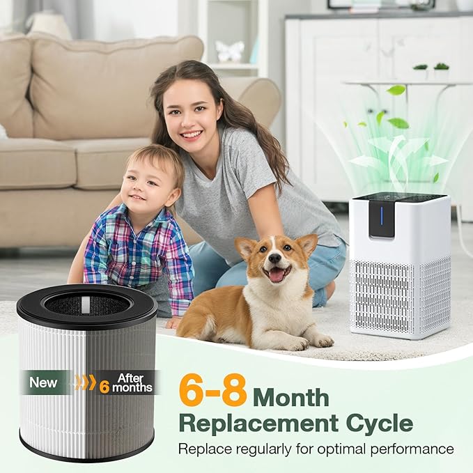 isinlive M05 B-D02L Replacement Filter, 2 Pack, White, Compatible with MOOKA M05/ MOOKA B-D02L/ KOIOS B-D02L/ VEWIOR B-D02U Air Purifiers, HEPA & Activated Carbon Filtration