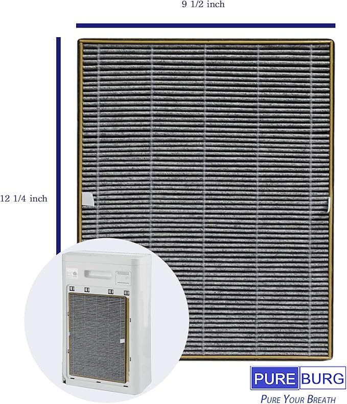 PUREBURG Replacement HEPA Filters Compatible with Euhomy AP-01 Air Purifier, 2-in-1 Activated carbon Air Clean Dust VOCs Odor PM2.5 Smoke,2-Pack