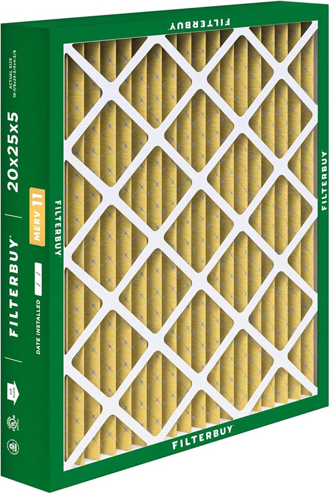 Filterbuy 20x25x5 Air Filter MERV 11 Superior Pet & Allergy Defense (3-Pack), Pleated HVAC AC Furnace Filters for Honeywell FC100A1037, Lennox X6673, and More (Actual Size: 19.88 x 24.75 x 4.38)