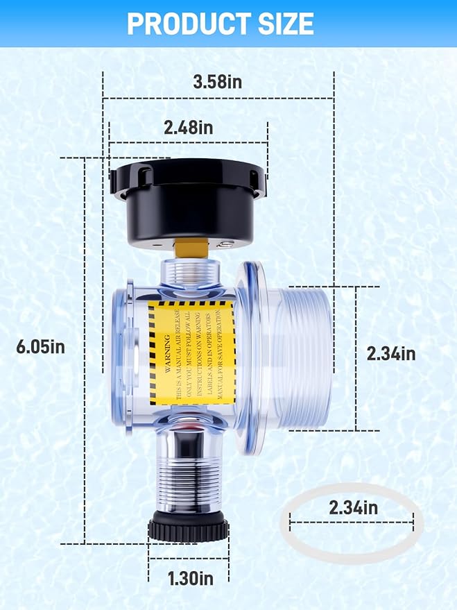 273564Z Manual Air Relief Assembly Clear Body Compatible with Pentair Triton II, Triton C, Triton C-3, TR100C, TR140C, and CLR Pool Spa Sand Filters