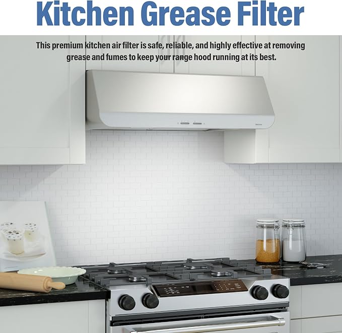 BP57 Range Hood Filter with Light Lens for Broan-NuTone Kitchen Exhaust Grease Filter,Stove Hood Vent Air Filter,11-1/2 X 11-3/4 X 3/8 Reinforced Aluminum Frame fit 43000 R610045, Series 1-Pack