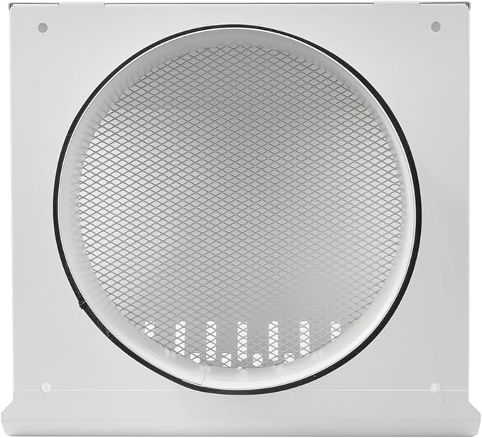Vent Systems 8" Inch Air Supply Vent Cover with Rubber Gasket - White Galvanized Steel - Robust and Weatherproof Outdoor Air Intake Box - Duct or Surface Mounting - Rain and Snow Protection