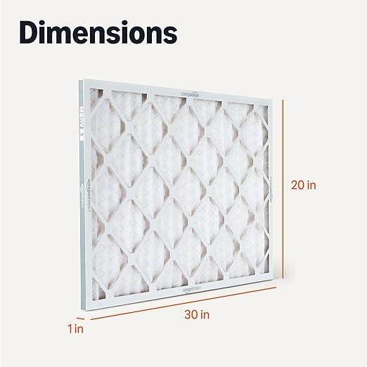 Amazon Basics Merv 5 AC Furnace Air Filter 20x30x1 inches, Pack of 6 (Actual size: 19.75" x 29.75" x 0.75")