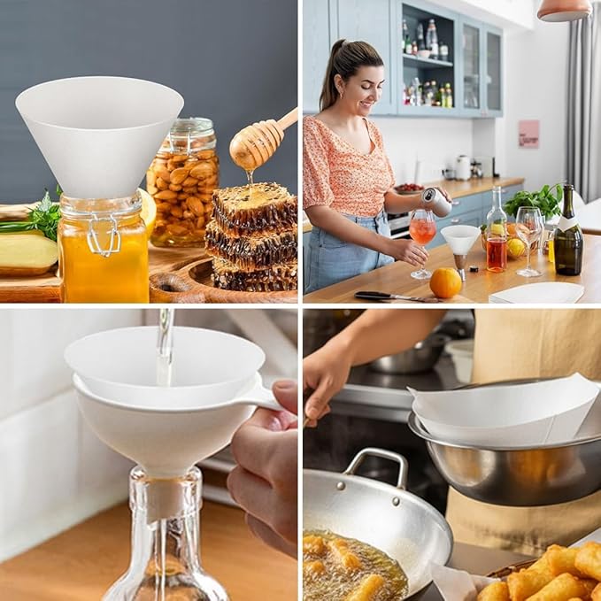 25 Pack 10" Deep Fryer Oil Filters Non Woven Cooking Oil Cones Strainer Maple Syrup Beeswax Filter Disposable White Grease Kitchen Filters for Hotels Restaurants Cafes Food Trucks