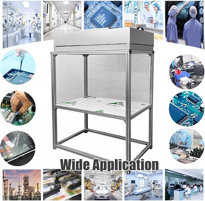 INTSUPERMAI Vertical Laminar Flow Hood Air Flow Clean Bench Workstation with HEPA Aluminum Blade Fan Rated Air Volume 706cfm Dust Free Room Workshop for Dust Free Work Operatiom 110V