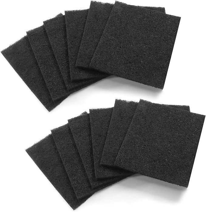 Biaungdo 12 Pack 5 Inch Sqaure Charcoal Filter Replacements, Black Kitchen Compost Bin Filters for Countertop Square Carbon Filter Bin Pail Replacement