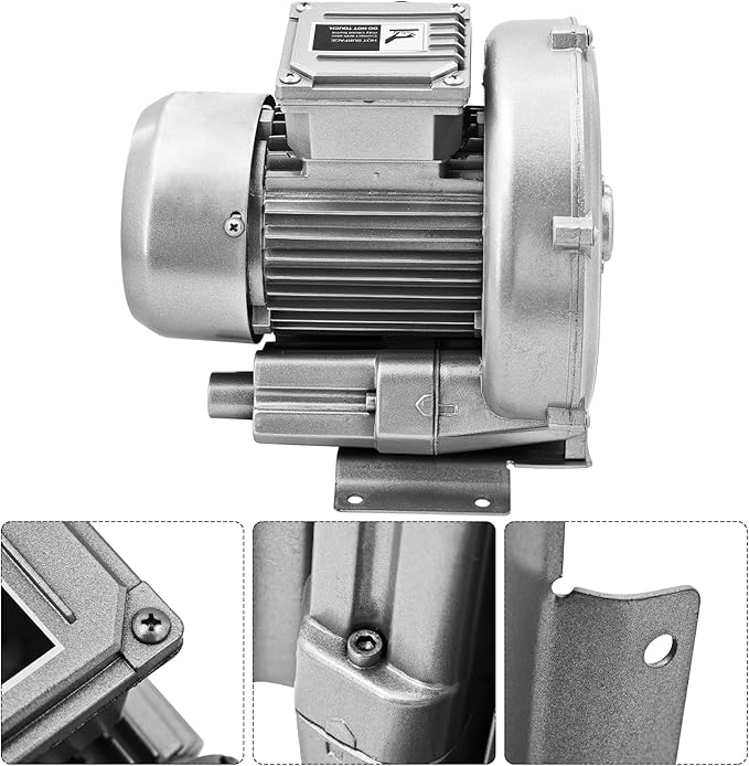 0.16 HP 120W Regenerative Blower, 220V 24CFM 50HZ Single Phase, High-Pressure Vortex Ring Blower Industrial Vacuum Pump for Fish Pond, Industrial blowers, Textile industry, Dust removal