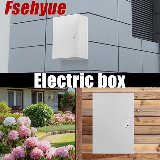 Electrical Box 24 x 16 x 10 Inch Indoor Outdoor Electrical Enclosure Box Steel Junction Box Wall Mounted Universal Electrical Project Box with Safety Locks and Mounting Plates