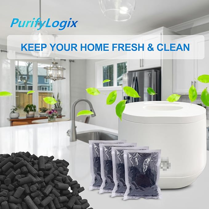 4 Pack Odor Absorbing Carbon Filter Refills for Lomi Smart Waste Kitchen Composter, 12-Month Supplement, Replacement Activated Charcoal Filters Compatible with Electric Countertop Compost Bin
