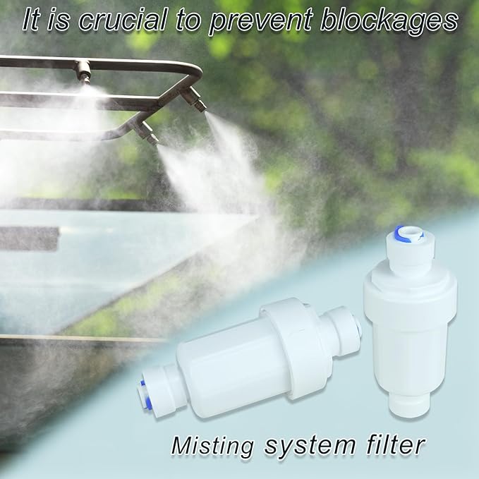 Outdoor Misting System Water Filter 2 Pieces Calcium Inhibitor Filter for 1/4 Garden Hose Hard Water Filter Misting System Protector 100 Mesh