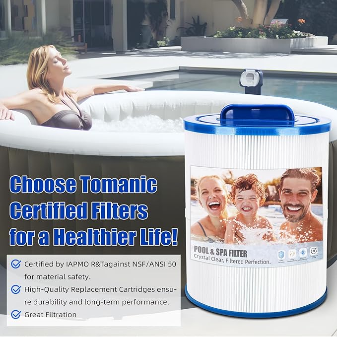 2 Pack SPA Filter Cartridge 6CH-502 Compatible with Artesian Spas 50, 06-0006-12, 06-0005-12, Filbur FC-0311, Pleatco PAS50SV-F2M, Certified with NSF50 for Material Safety, Hot Tub Filters