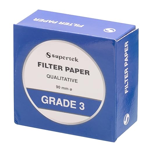 Filter Paper, Qualitative, Grade 3, 90 mm (Diameter) Pack of 100 Sheets