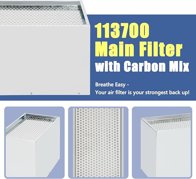 Upgraded 113700 Main Filter with Carbon Mix Compatible with GlowForge Plus/Pro Air Filter, Easy Drop-in Replacement Filter with Lifetime Up to 100 Hours of Printing, Part# GF-ASM-00318