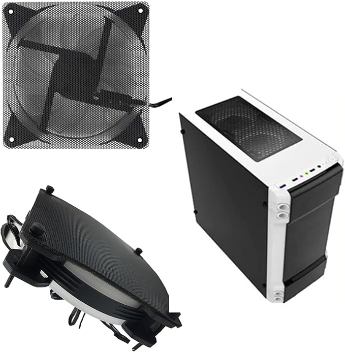 120mm Fan Dust Filter PC, 10Pack PVC Computer Dust Filter Mesh Dustproof Case Cover PC Cooler Fan Filter Grills with 40pcs Screws for Computer Cooler (PVC, 120 * 120mm, 10pcs, Black)