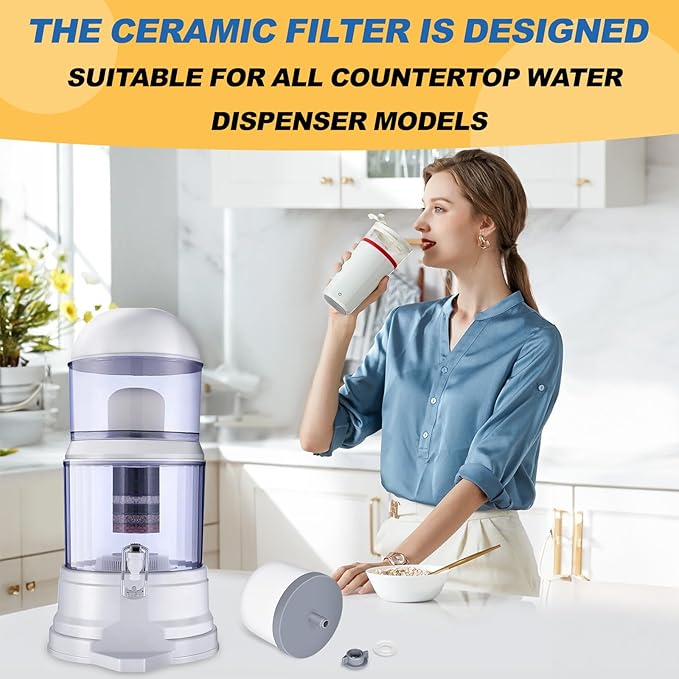 2Pack Replacement Ceramic Dome Water Filter 0.2 to 0.5 micron for Countertop Portable Water Purification System