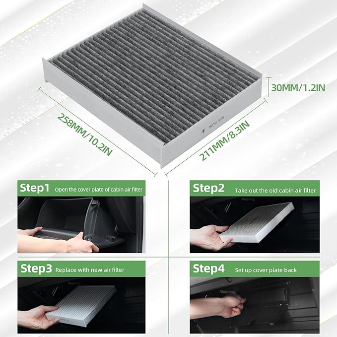 CF12150 Cabin Air Filter With Activated Carbon Compatible with 2015 2016 2017 2018 2019 2020 2021 2022 F150 Accessories 2017-2022 F250 F350 Super Duty Expedition Lincoln Navigator Air Filters (2Pack)