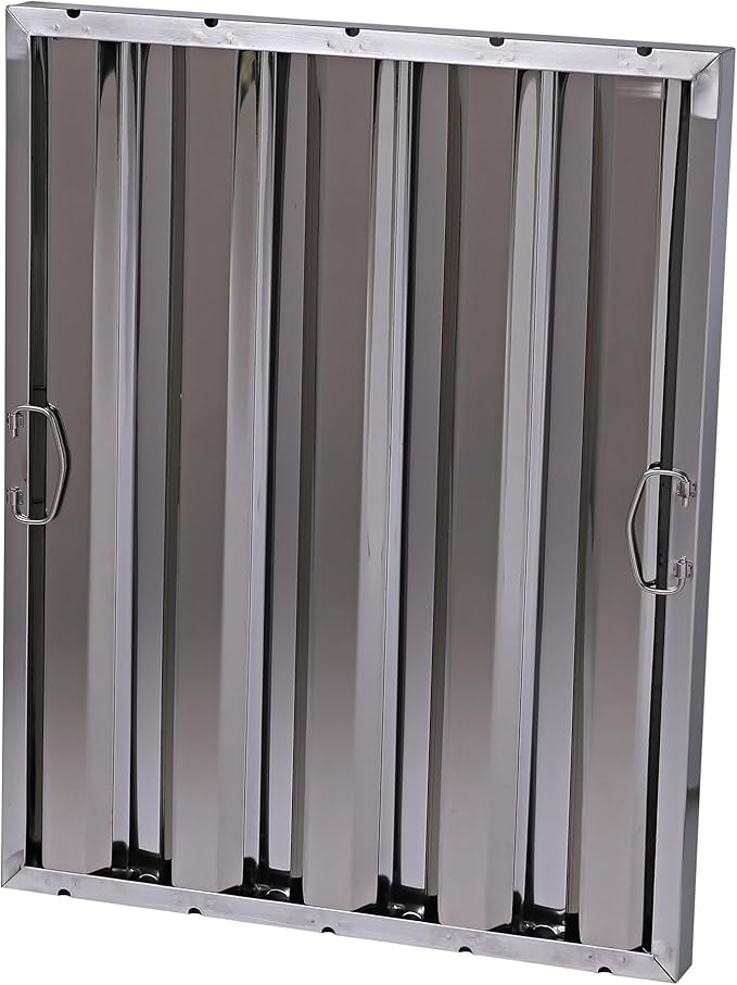 20" x 25" Stainless Steel Commercial Hood Filter – Dishwasher Safe, Welded Baffle Grease Trap with Drop Handles – Easy Installation & Durable Grease Fire Prevention Filter