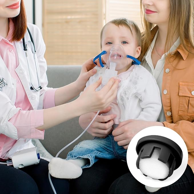 Air Filter Sponge, Compressor Replacement System, Round White Breathable Foam Filters Compatible with Cool Mist Inhaler & Vaporizer Device, Universal Size (0.59in Dia 50 Pcs)