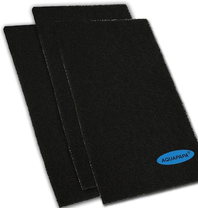 Activated Carbon Media Pad Cut-to-fit Sponge Filter Foam Sheet for Aquarium Fish Tank Pond Reef Canister (3-Pack)