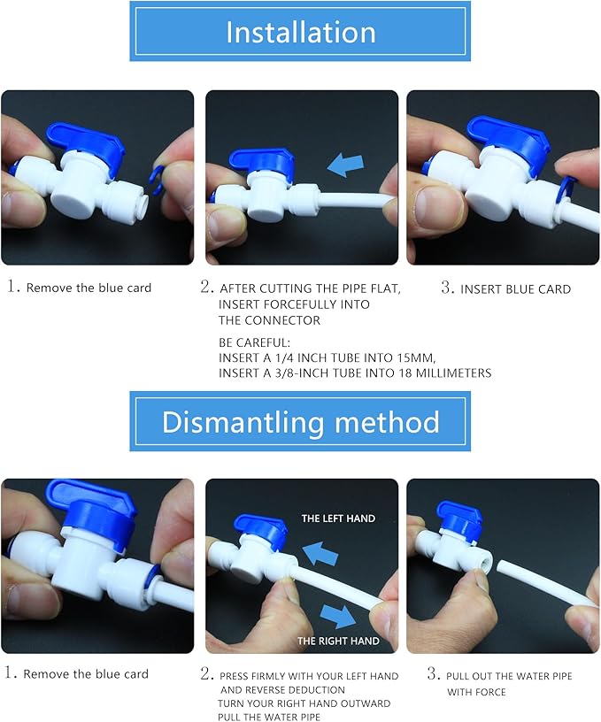Water purifier globe valve, 1/4 "FPT x 1/4" pipe quick connector, 1/4 inch outer diameter quick push plastic pipe connector, suitable for reverse osmosis filtration RODI system 5PCS