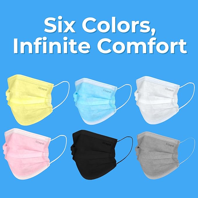 Litepak - 1,000 PCS - Disposable Face Masks for Home & Office - Breathable & Comfortable Filter (Black)