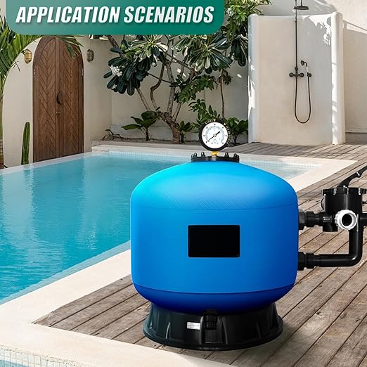0-60PSI Pool Filter Pressure Gauge, 1/4" NPT Lower Mount, with Plastic Adjustable Bezel, Start and Clean Filter Pressure Gauge, for Swimming Pool, spa, Aquarium