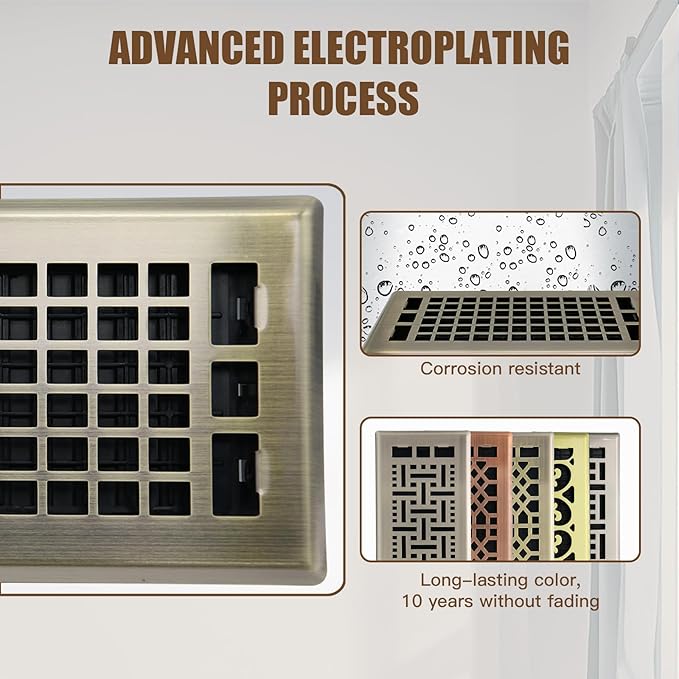 Floor Air Vent 4X10 Inch Heavy Duty Walkable Steel Floor Register Bronze Color Floor Vent Grilles Ease Adjust Decorative Floor Vent