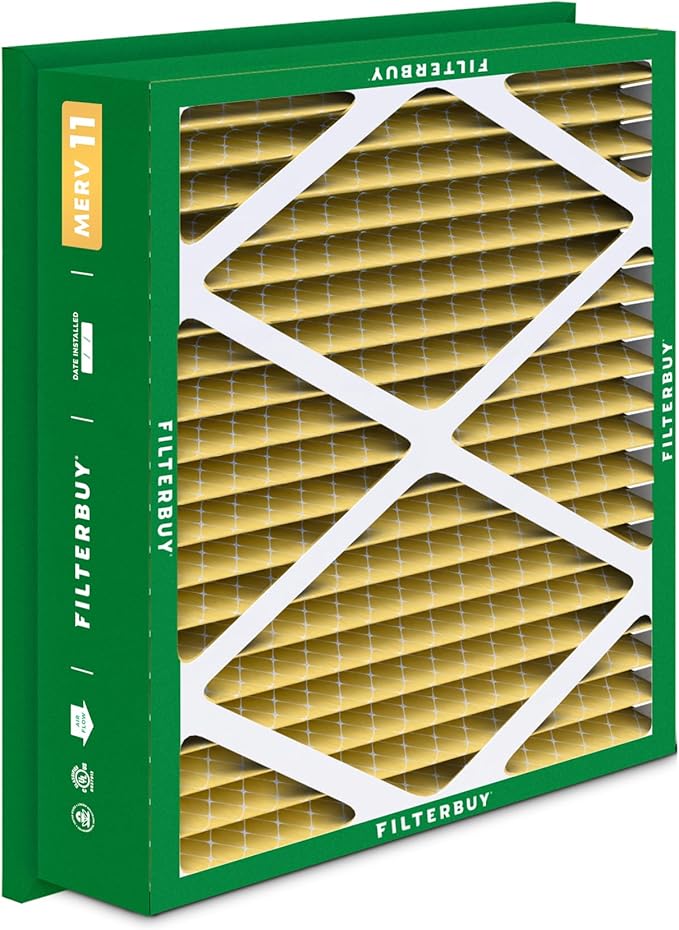 Filterbuy 20x20x5 Air Filter MERV 11 Superior Pet & Allergy Defense (3-Pack), Electrostatic Pleated HVAC AC Furnace Filters for Honeywell Return Grille FC40R1003 (Actual Size: 18.38 x 18.38 x 3.69)