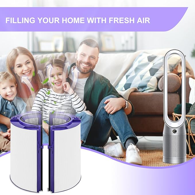 2 Pack Upgraded 2-IN-1Filter Replacement Compatible with Dyson PH01 HP07 HP10 TP07 TP10 TP09 HP09 HP06 TP06 PH02 PH03 PH04-360° Combi Glass Pure Cool Hot Humidify Fan Filter & Activated Carbon Filter