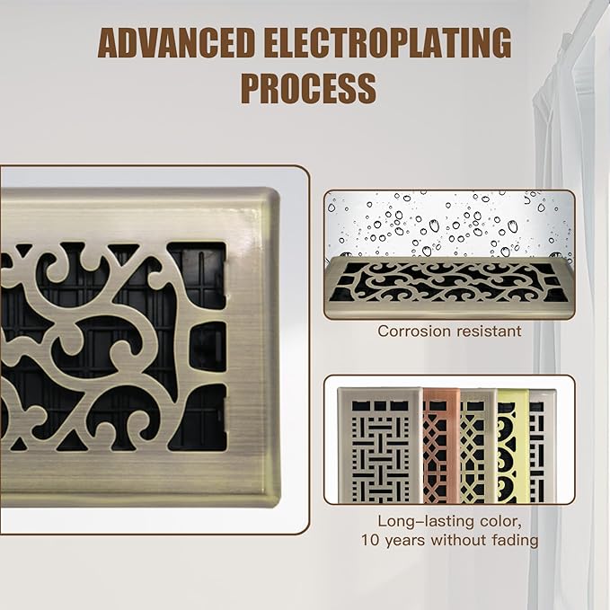 Floor Vents Register Ease Adjust 4X10 Inch Floor Air Vent Heavy Duty Walkable Steel Bronze Color Floor Register Vents Air Vent Cover for Home