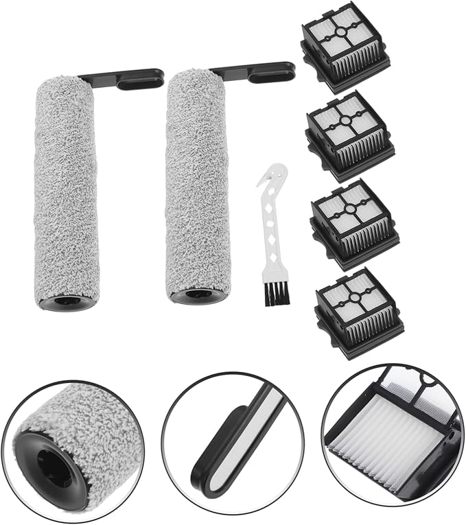 PRETYZOOM 1set Floor Scrubber Replacement Filter Compatible Accessories for Efficient Cleaning of Floor Scrubber Models Includes Slim Rollers and Filters
