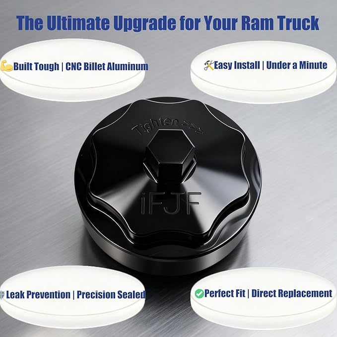 iFJF 68065612AA Fuel Filter Housing Cover Cap Replacement for 2011-2024 Ram 6.7L 2500 3500 4500 5500 2010 DODGE RAM 2500 3500 PICKUP DODGE RAM 4000-5000 Cummins Diesel Engine Billet Aluminum(Black)