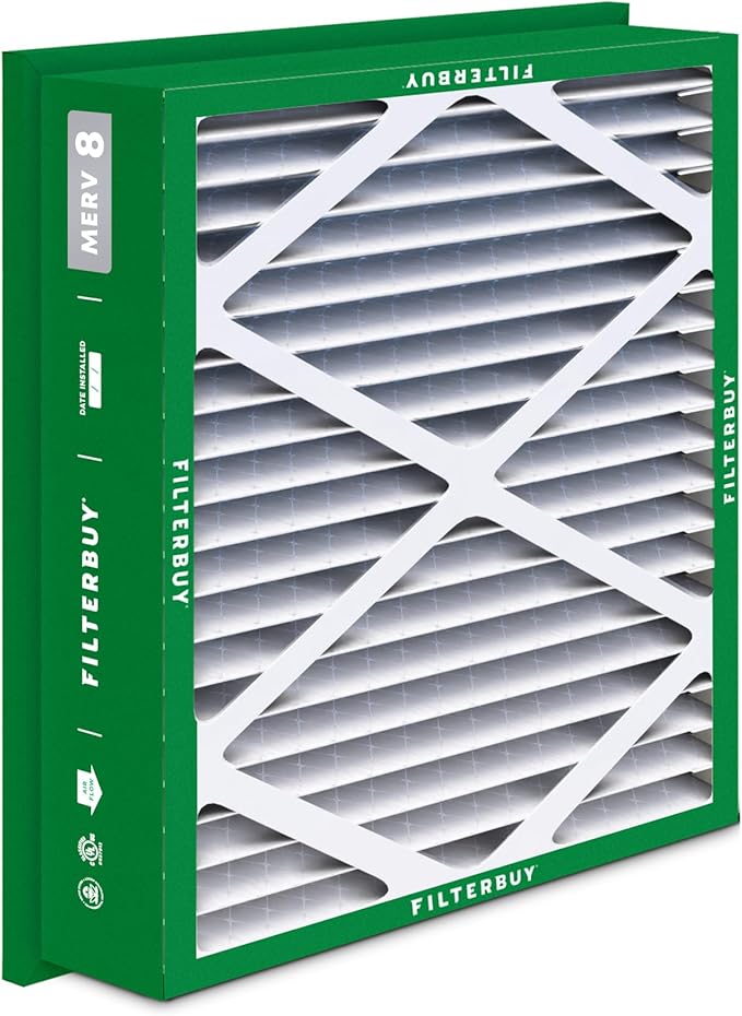 Filterbuy 20x20x5 Air Filter MERV 8 Essential Dust & Allergy Defense (4-Pack), Electrostatic Pleated HVAC AC Furnace Filters for Honeywell Return Grille FC40R1003 (Actual Size: 18.38 x 18.38 x 3.69)