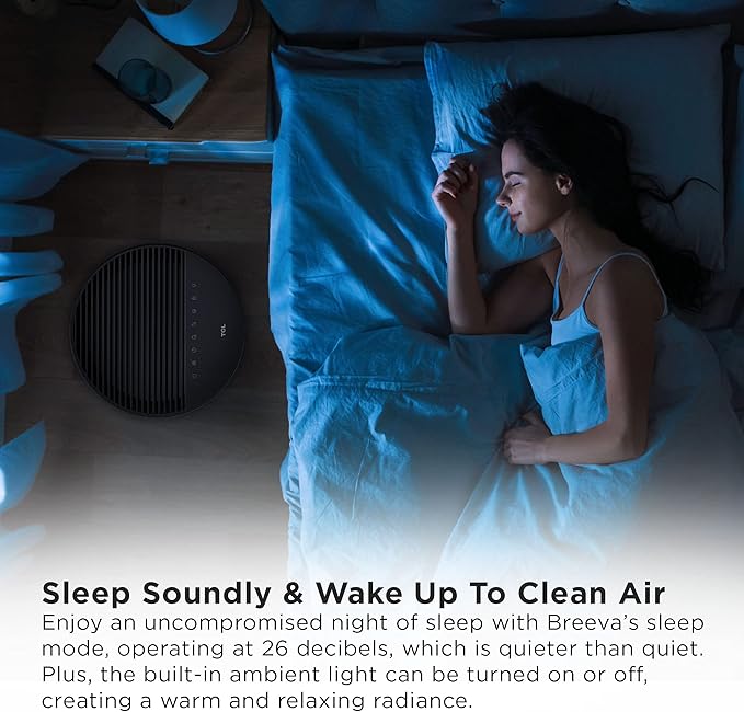 TCL Breeva A5 Smart Air Purifier with 5-Stage Clean, True HEPA (H13), Removes 99.97% of Dust/Bacteria/Odors & More, App & Voice Control, Auto Shield, Ultra-Quiet, Black (A515B)