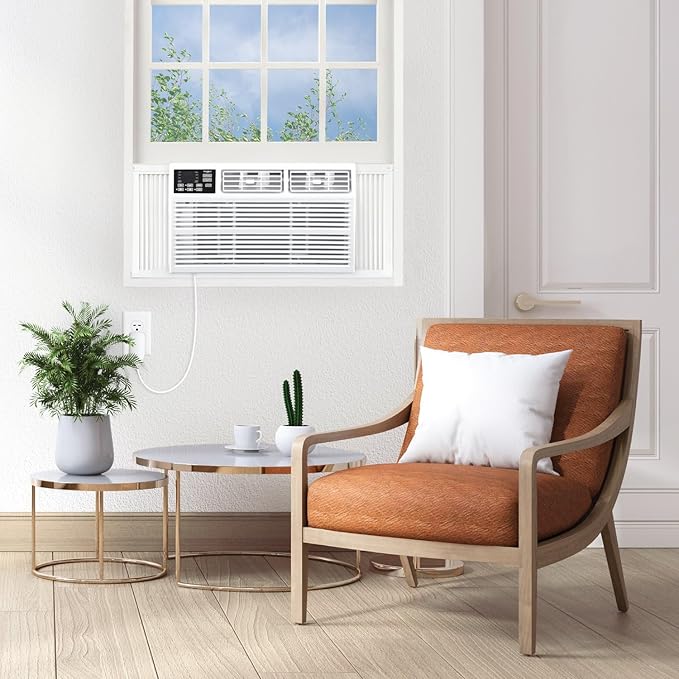 Whirlpool 18,000 BTU 230V Window Air Conditioner with Supplemental Heat, Window Mounted AC Unit with Heater for Apartment, Living Room, Bedroom, Large Rooms up to 1000 Square Feet